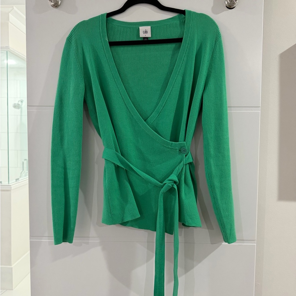 CAbi Vibrant Green Ribbed Sweater